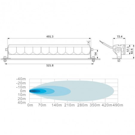 Halogen reflektor drogowy dalekosiężny SKYLED Aries 20" LED BAR 12/24V – 522 mm