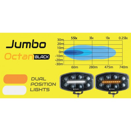 Halogen reflektor drogowy dalekosiężny SKYLED Jumbo Octan Black FULL LED