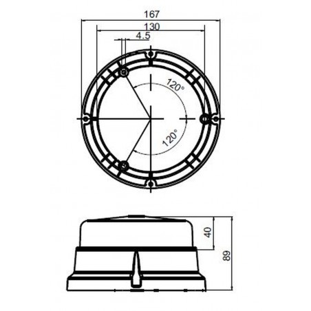 Kogut niski LED SKYLED (3 śrubki, pomarańczowy klosz, R65,12-24V)